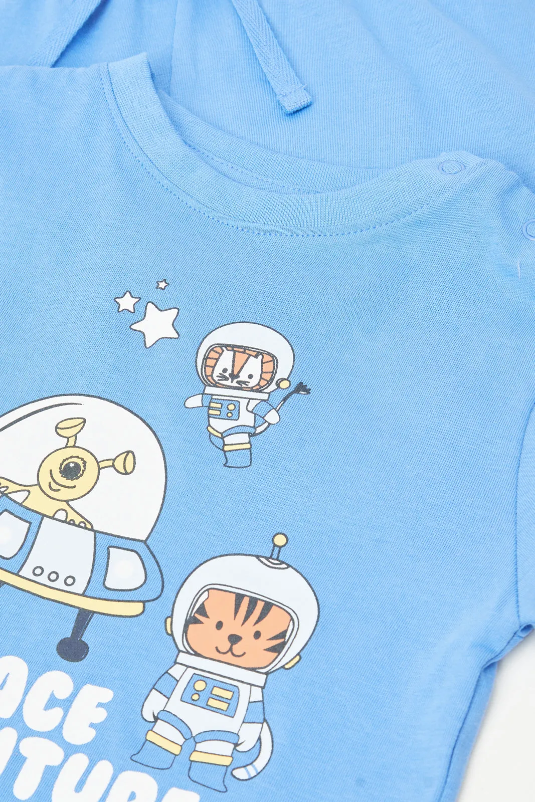 Infant Boys White And Blue Space Pyjama Set (4 Piece)