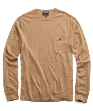 Italian Cashmere T-Shirt Sweater in Camel