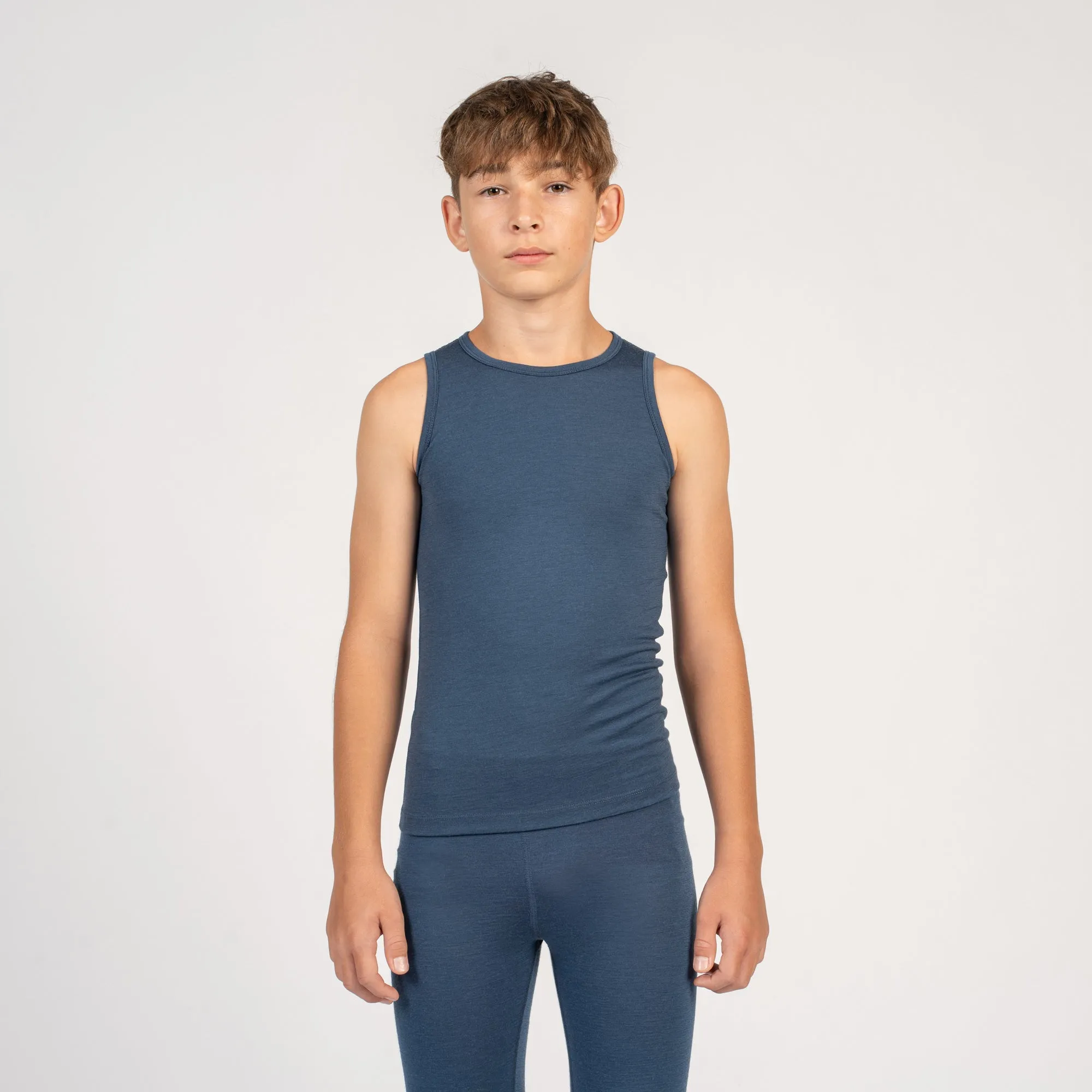 Kids' Merino Tank Top & Bottom 2-Piece Denim