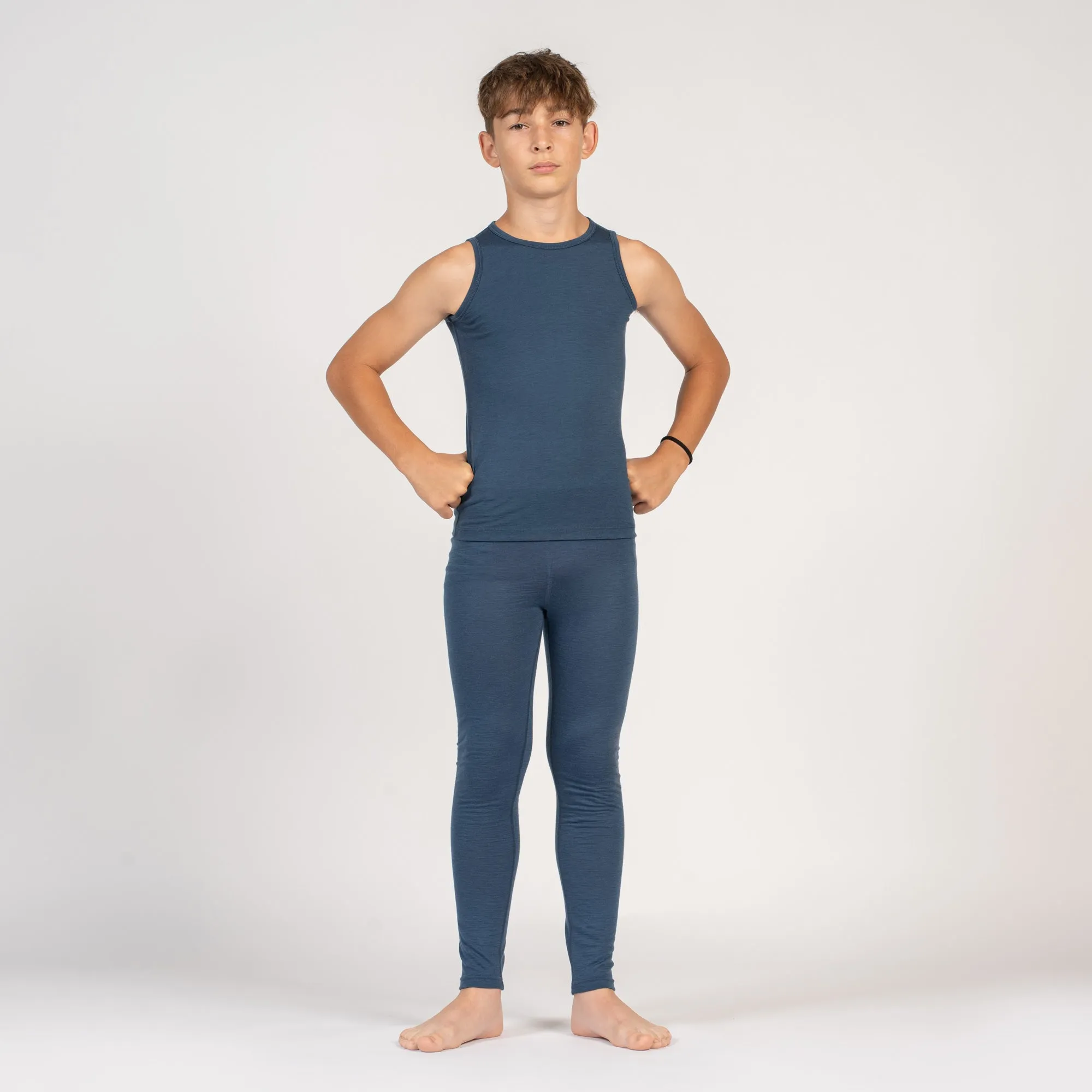 Kids' Merino Tank Top & Bottom 2-Piece Denim