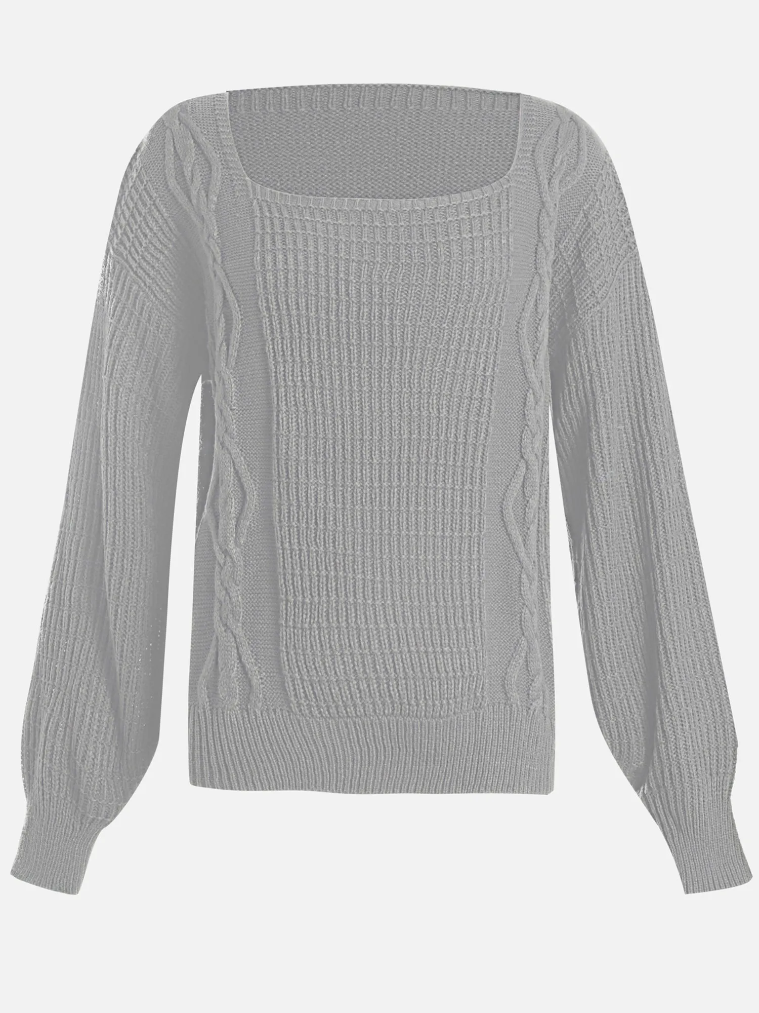 Knit Square-Neck Lantern Blouse