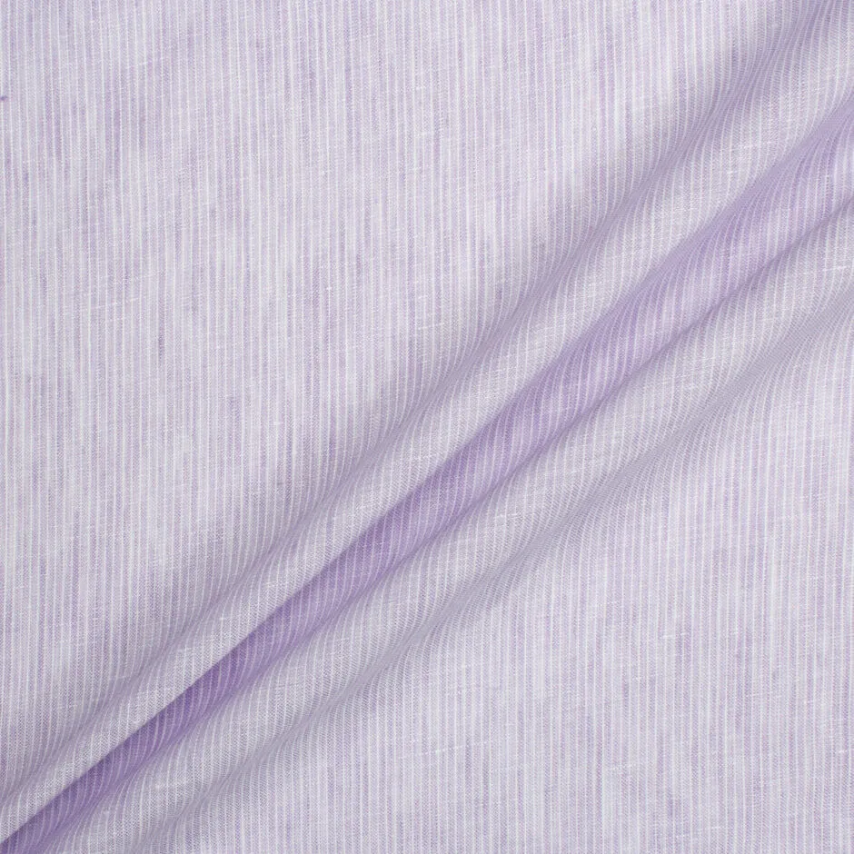 Lavender Striped Pure Linen Shirting