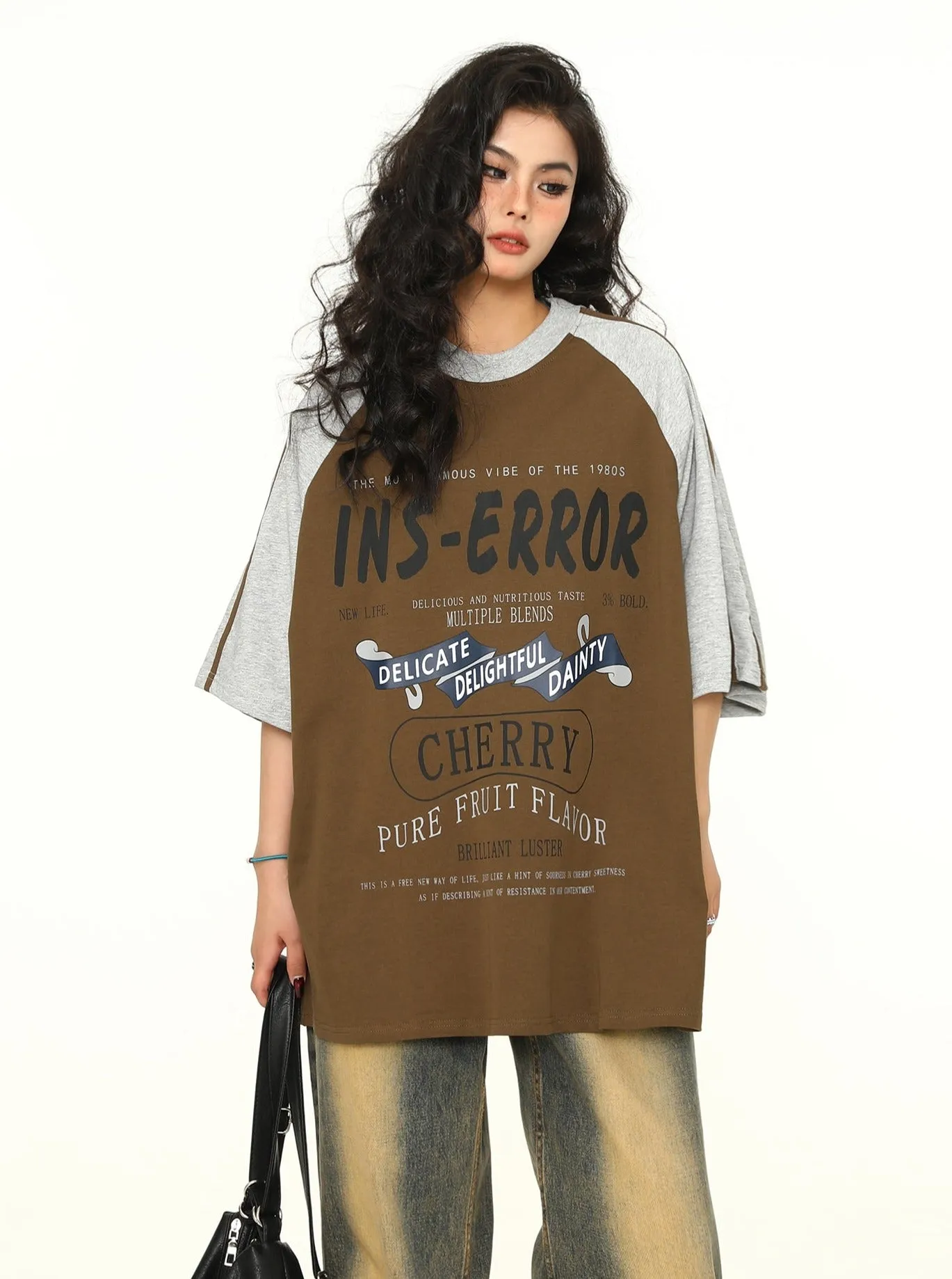 Maillard Stitching Letter Print Trendy Top