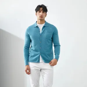 Men Cashmere Sweater Knitted Cardigan long sleeve polo shirt