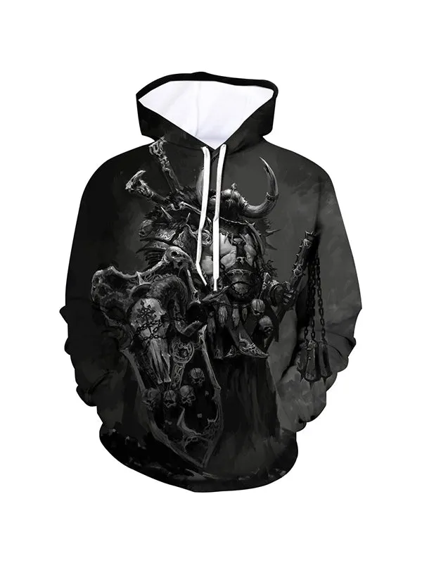 Men's Horror Skeleton Armor Graphic Print Hoodies