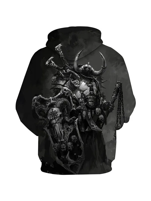 Men's Horror Skeleton Armor Graphic Print Hoodies