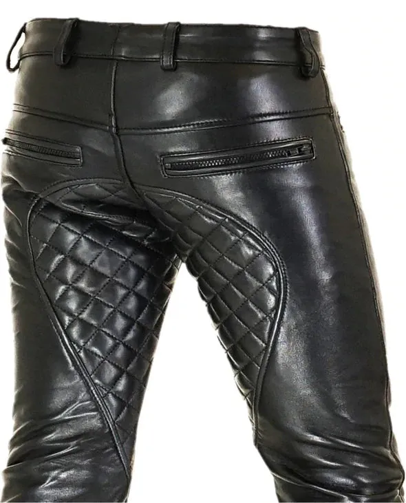 Men's Leather Quilted Pant