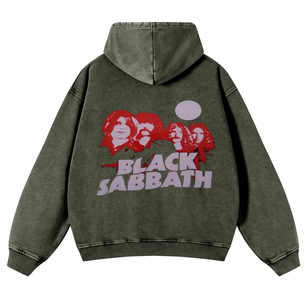 Mens Vintage Black Sabbath Rock Band Hoodies