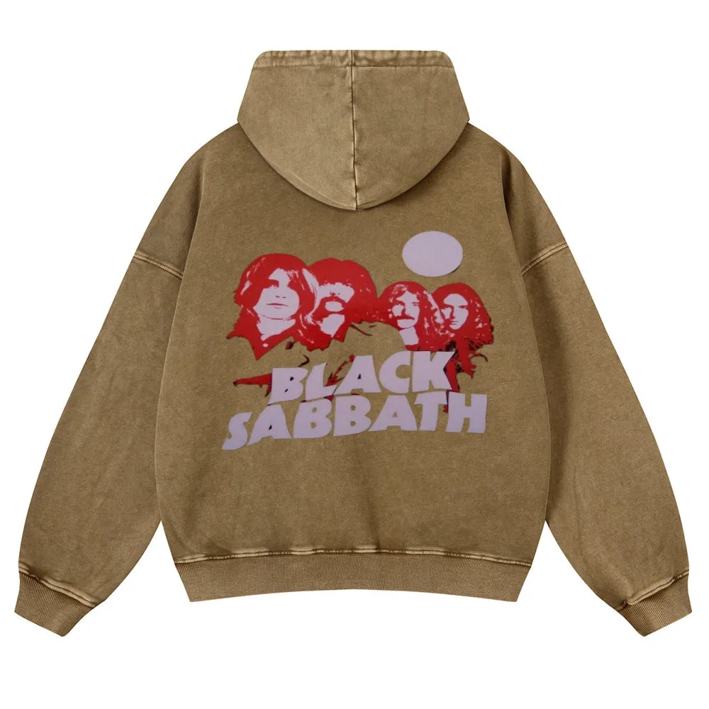 Mens Vintage Black Sabbath Rock Band Hoodies