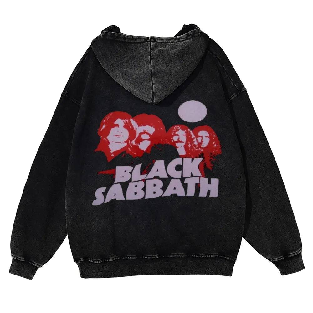 Mens Vintage Black Sabbath Rock Band Hoodies