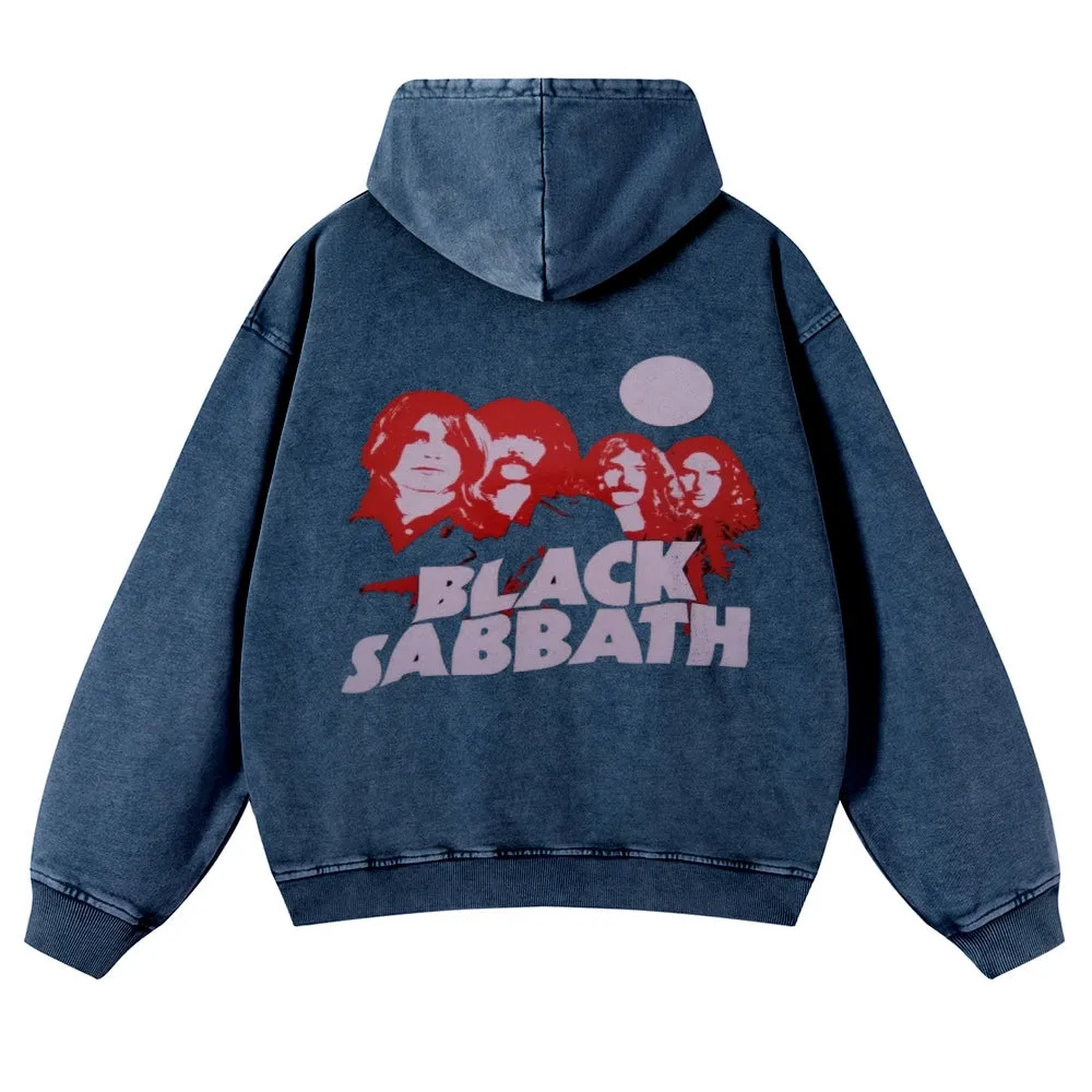 Mens Vintage Black Sabbath Rock Band Hoodies