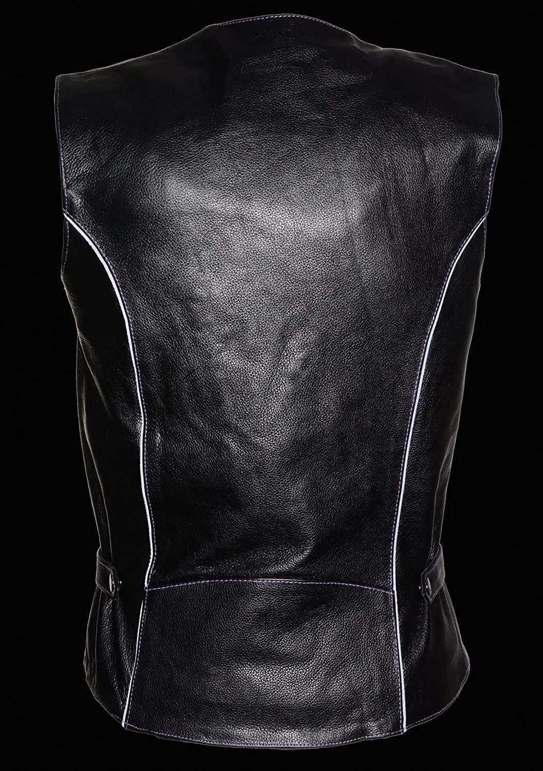 Milwaukee Leather ML1293 Women's Black and Purple ‘Wing Studded’ Leather Vest