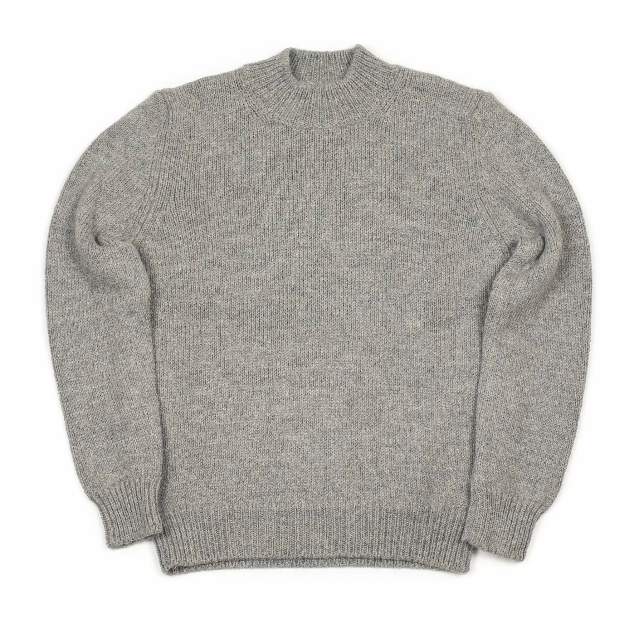 Mock neck sweater in grey merino alpaca mix