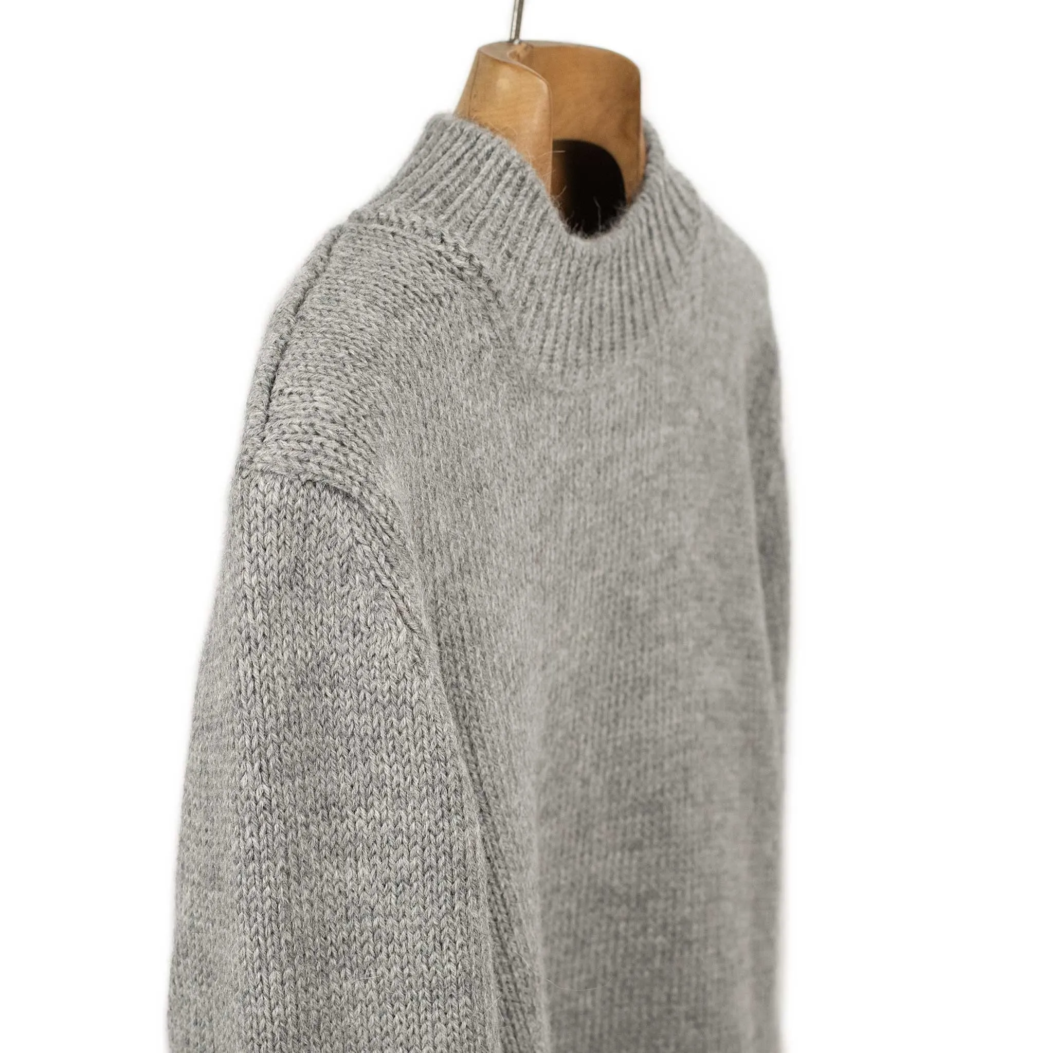 Mock neck sweater in grey merino alpaca mix