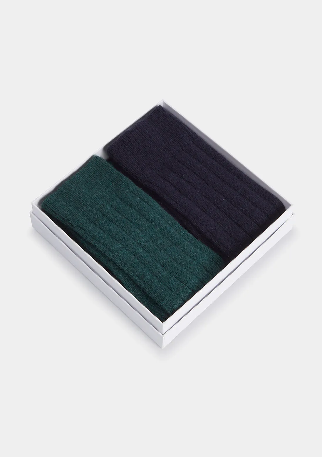 Navy & Green Cashmere Socks Gift Box