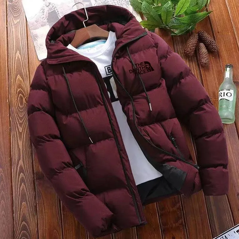 New men's jacket, winter fashion jacket with hat, casual warm large size