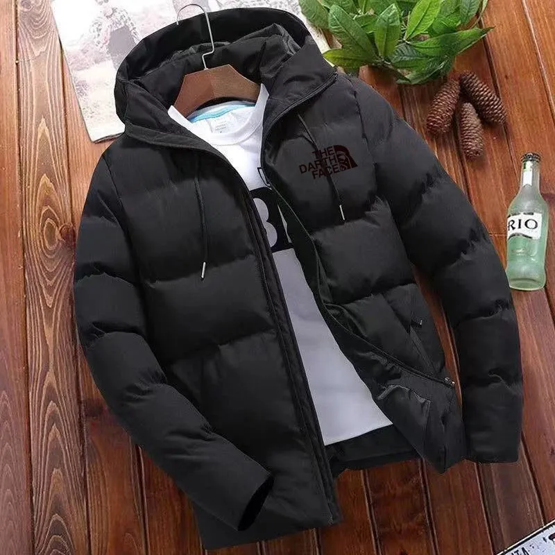 New men's jacket, winter fashion jacket with hat, casual warm large size