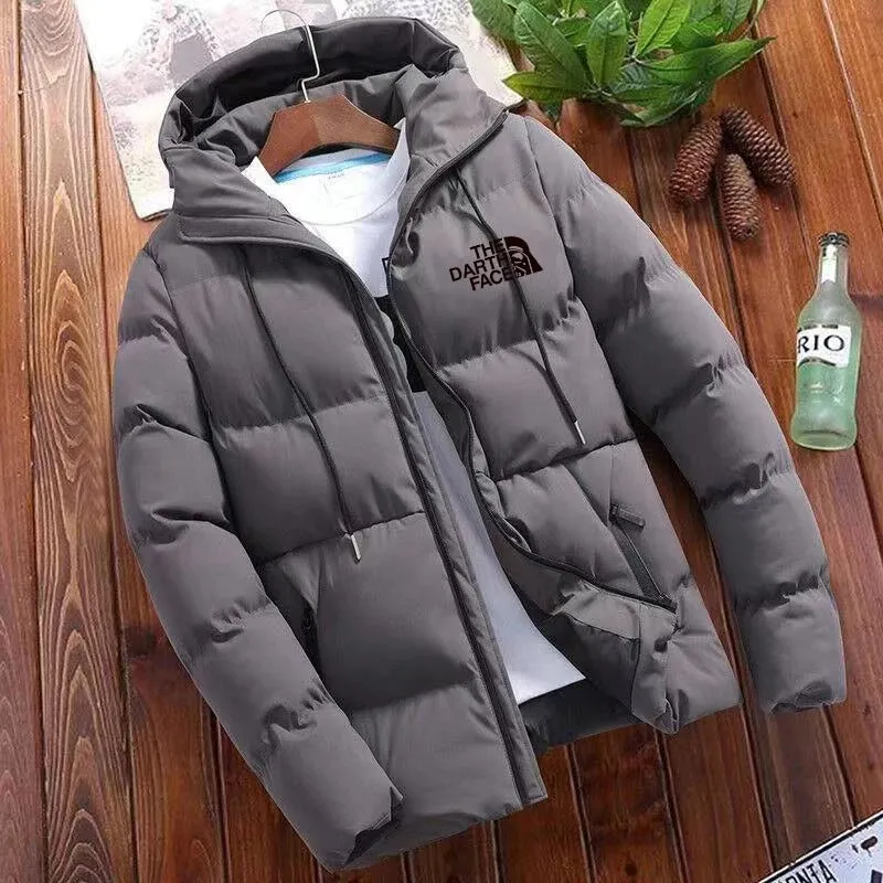 New men's jacket, winter fashion jacket with hat, casual warm large size