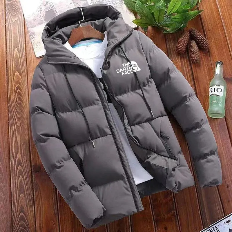 New men's jacket, winter fashion jacket with hat, casual warm large size