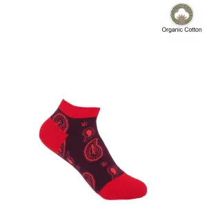 Paisley Women's Trainer Socks - Burgundy