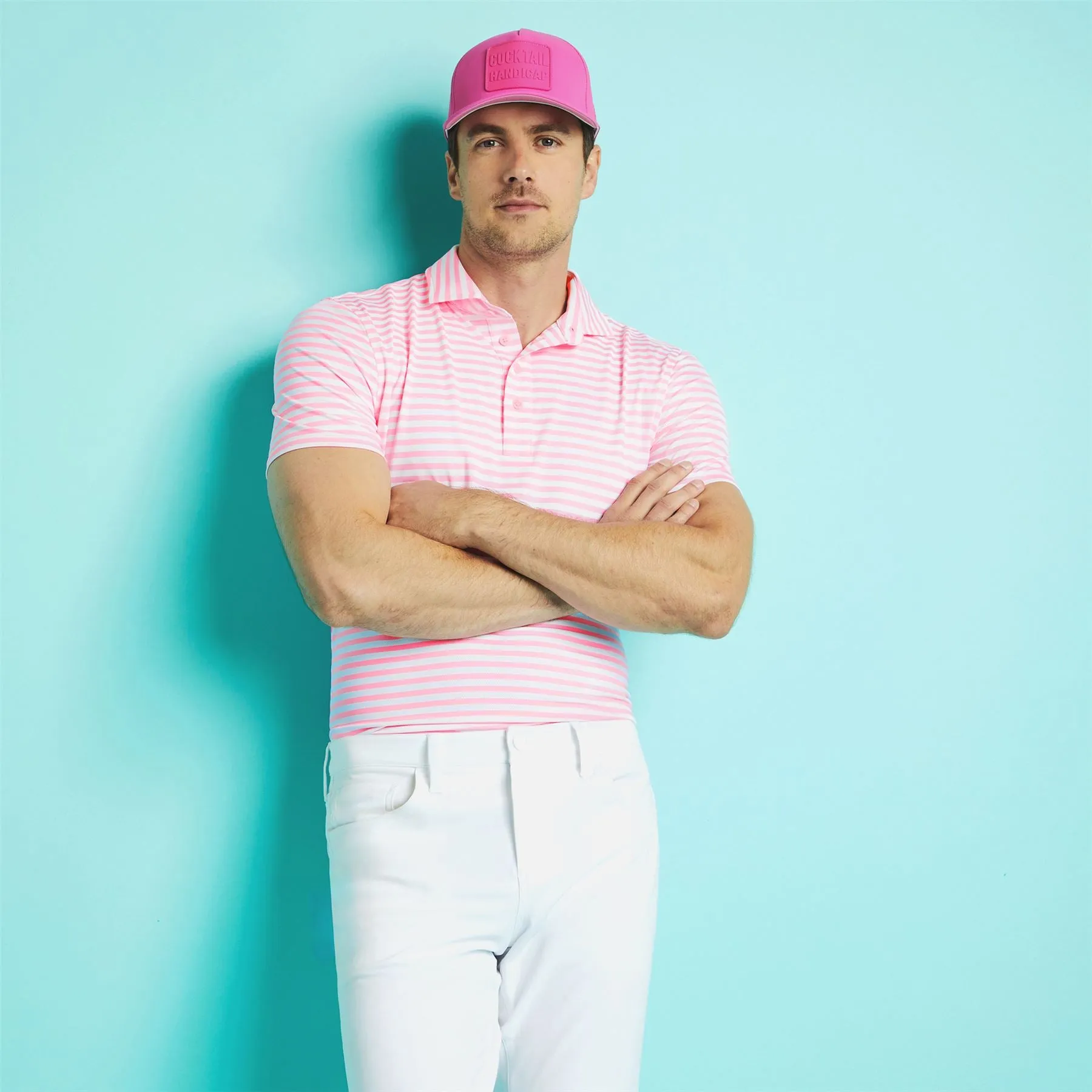 Perforated Stripe Tech Jersey Polo Candy - SS24