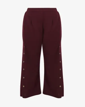 Ragdoll Button Palazzo Pants - Burgundy