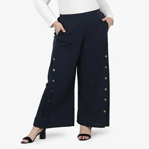 Ragdoll Button Palazzo Pants - Teal