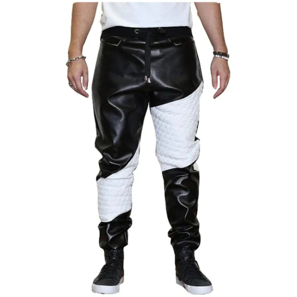 Real Leather Trousers With White Quilted Cow Leather Contrast