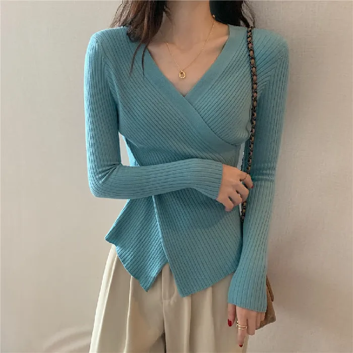 Sexy Matching INS Trendy V-Neck Thin Niche Sweater Women Tops Outerwear