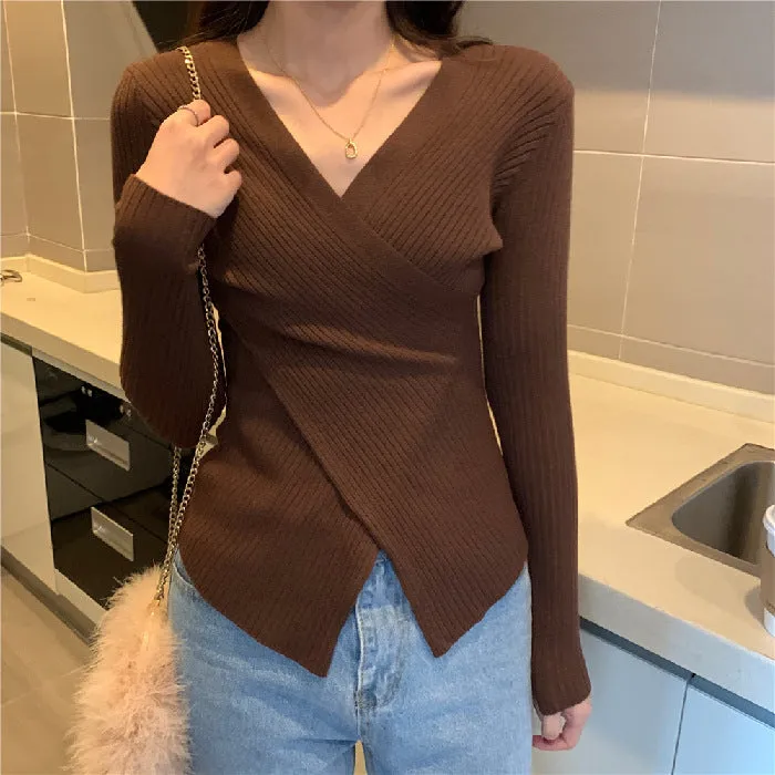 Sexy Matching INS Trendy V-Neck Thin Niche Sweater Women Tops Outerwear