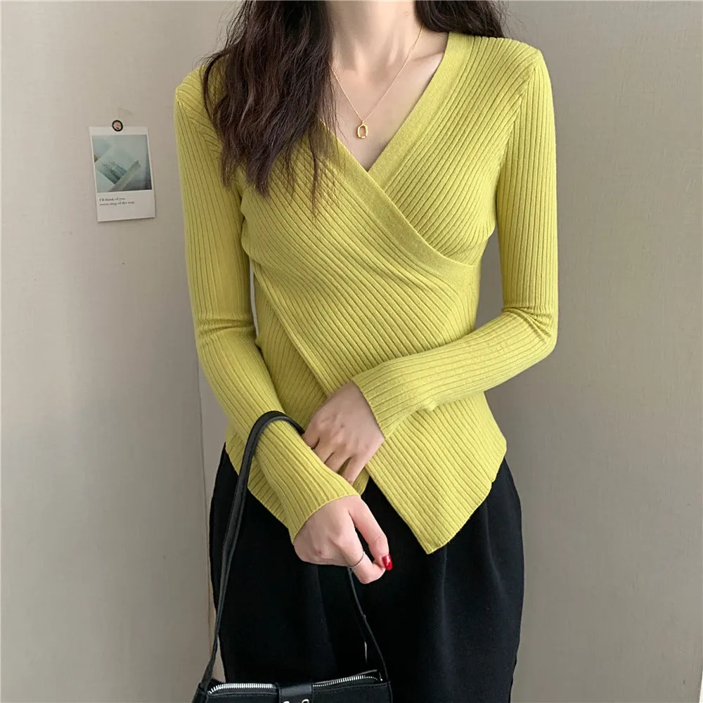 Sexy Matching INS Trendy V-Neck Thin Niche Sweater Women Tops Outerwear