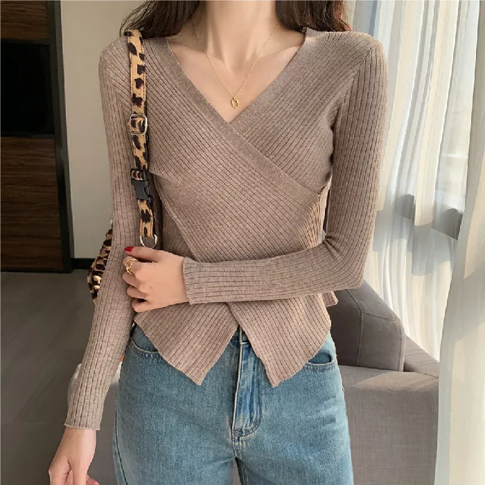 Sexy Matching INS Trendy V-Neck Thin Niche Sweater Women Tops Outerwear