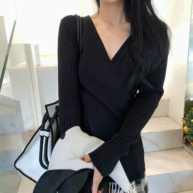 Sexy Matching INS Trendy V-Neck Thin Niche Sweater Women Tops Outerwear