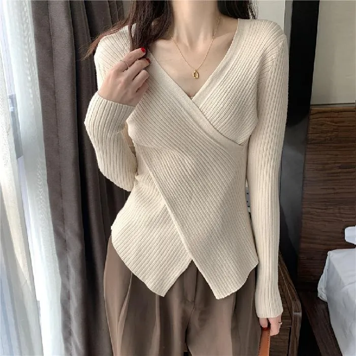 Sexy Matching INS Trendy V-Neck Thin Niche Sweater Women Tops Outerwear