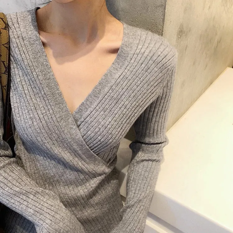 Sexy Matching INS Trendy V-Neck Thin Niche Sweater Women Tops Outerwear