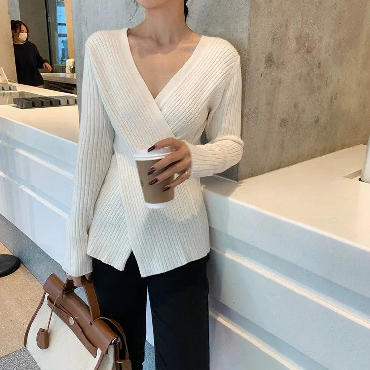 Sexy Matching INS Trendy V-Neck Thin Niche Sweater Women Tops Outerwear