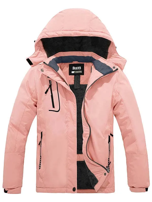 Skieer Women's Ski Jacket Waterproof Windproof Rain Jacket Winter Warm Hooded Coat