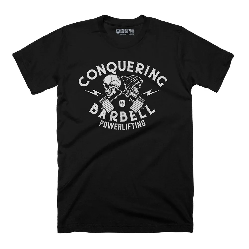 Skulls & Barbells - on Black Tee