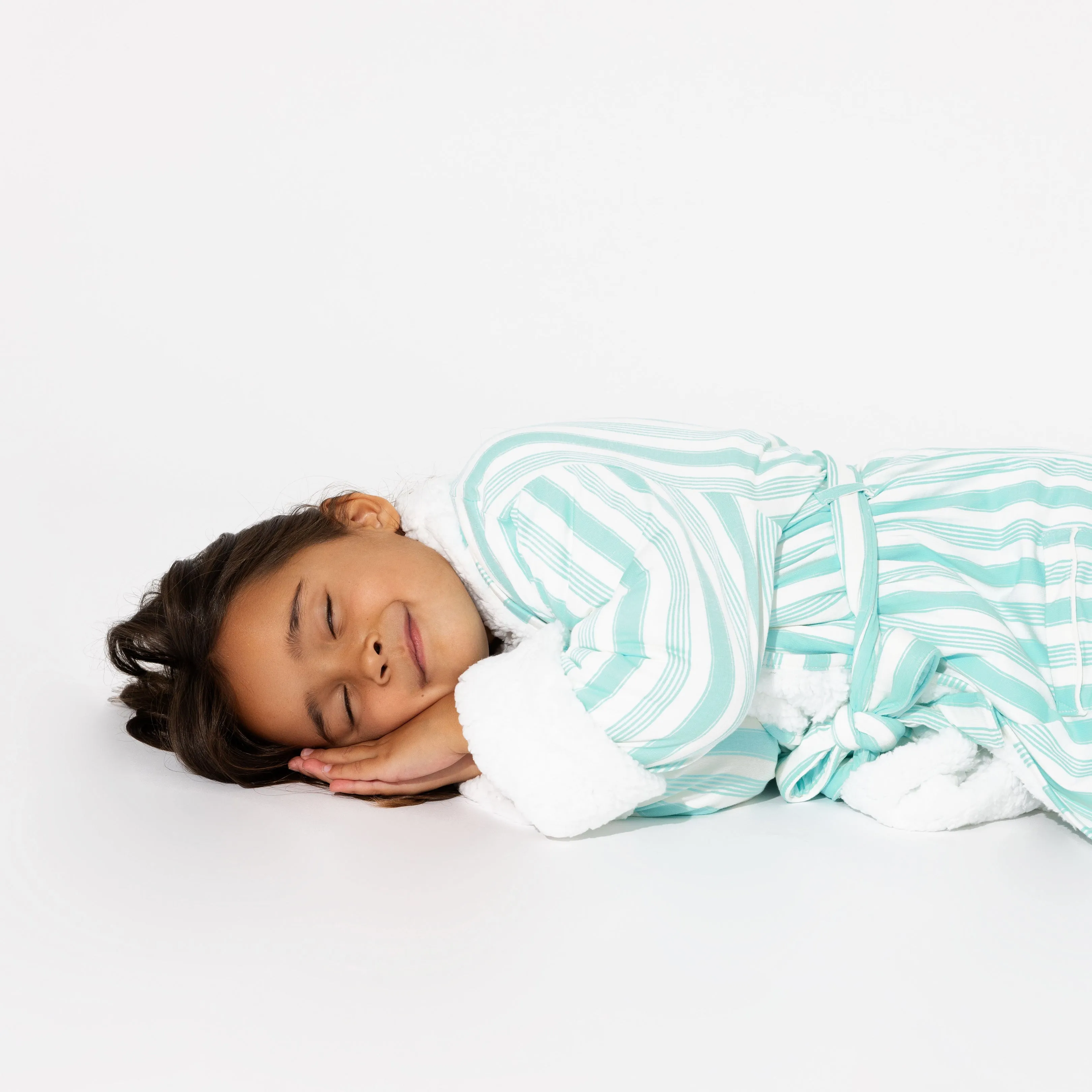 Slumber Stripes Bamboo Kids Sherpa Robe