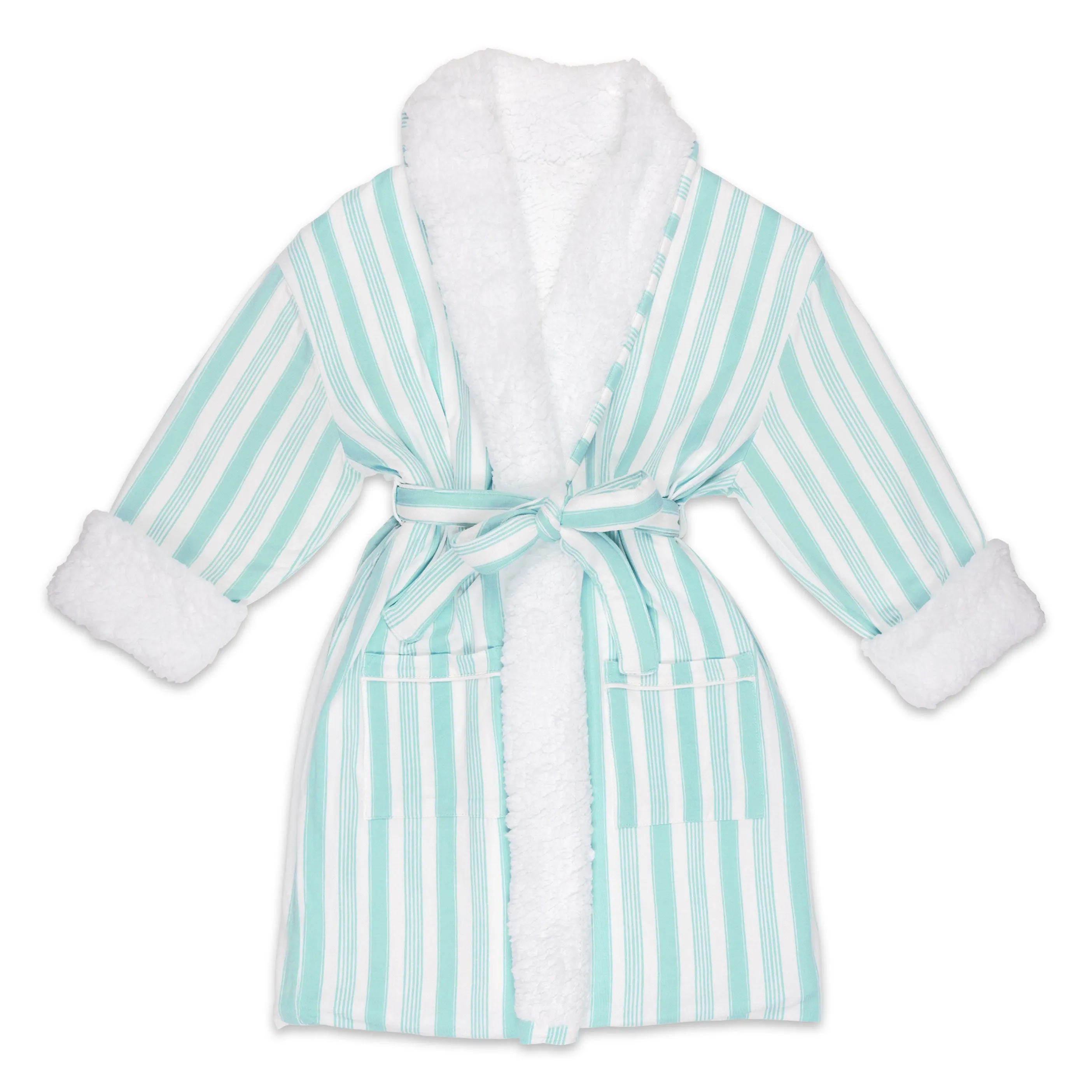 Slumber Stripes Bamboo Kids Sherpa Robe