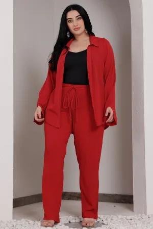 Solid Co-ord Set-Dark Red