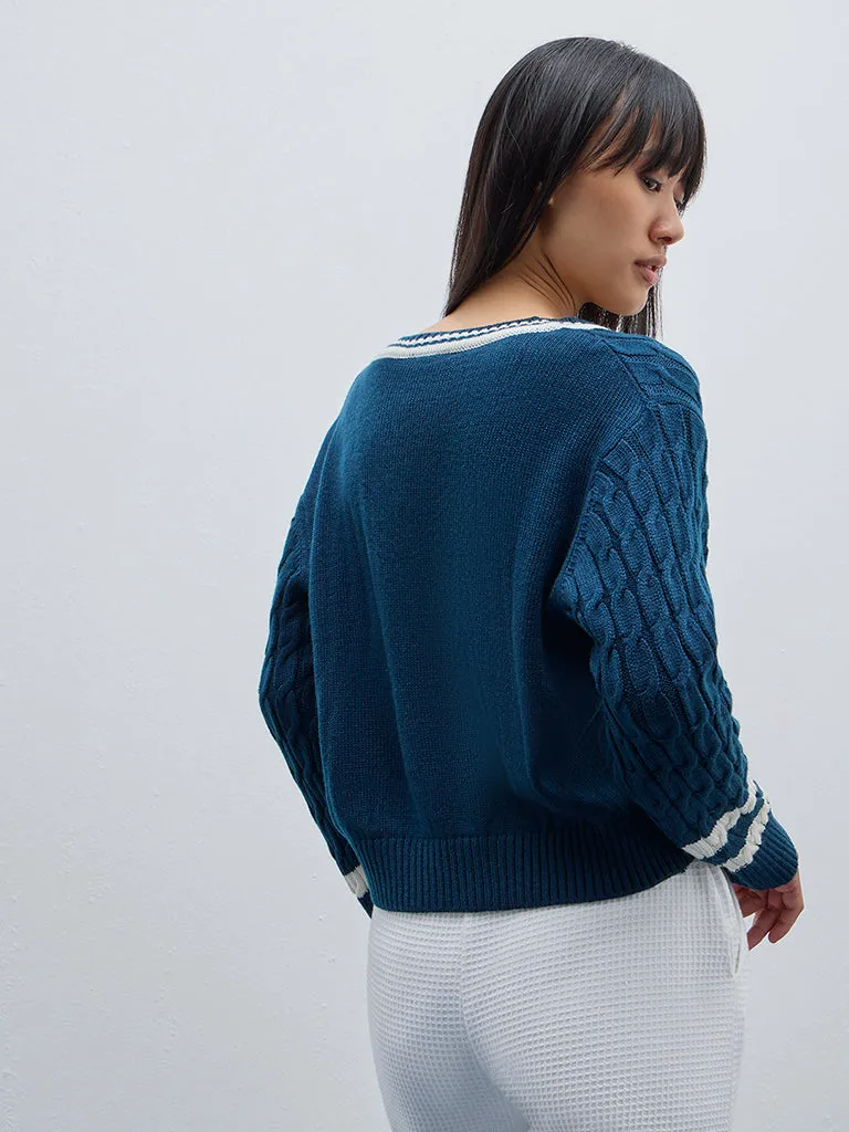 Studiofit Dark Teal Textured Sweater