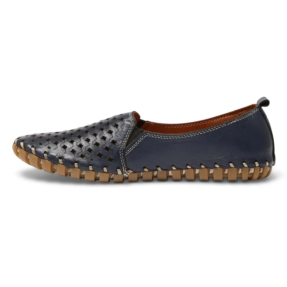 Tang Flat in Navy Leather