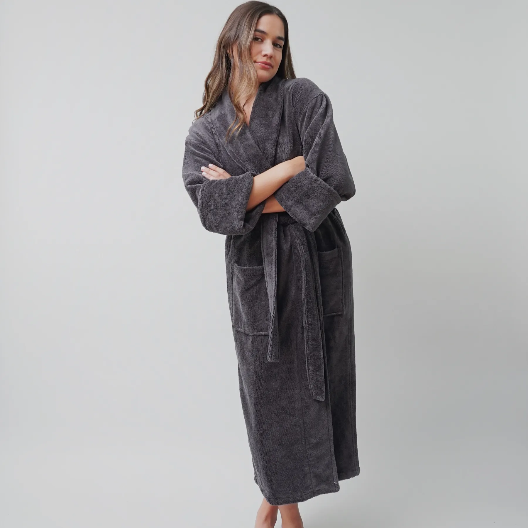 tarurus mountain collection absorb8™ shawl collar robe, dark gray