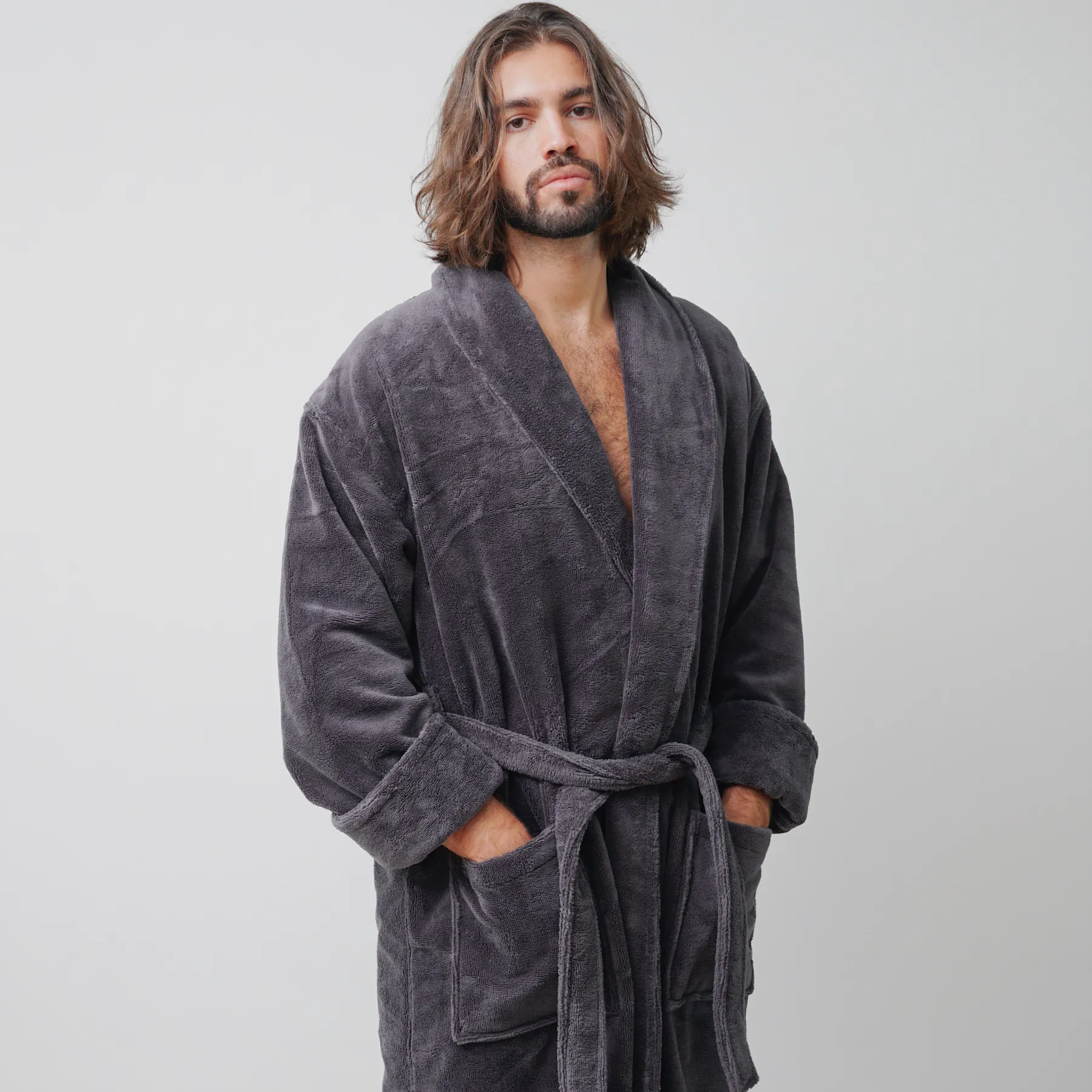 tarurus mountain collection absorb8™ shawl collar robe, dark gray