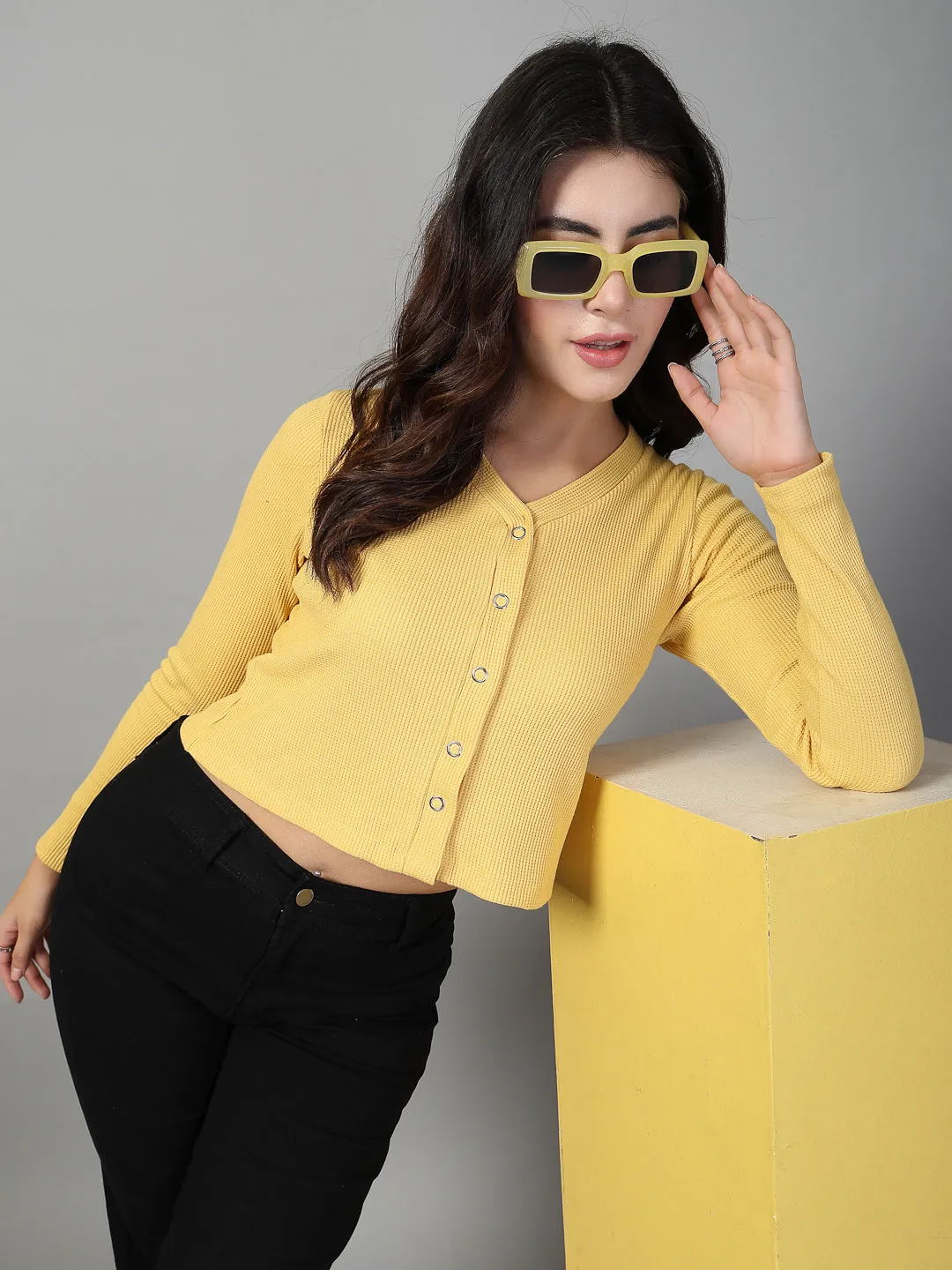 Trendy Waffle Knit Crop Top