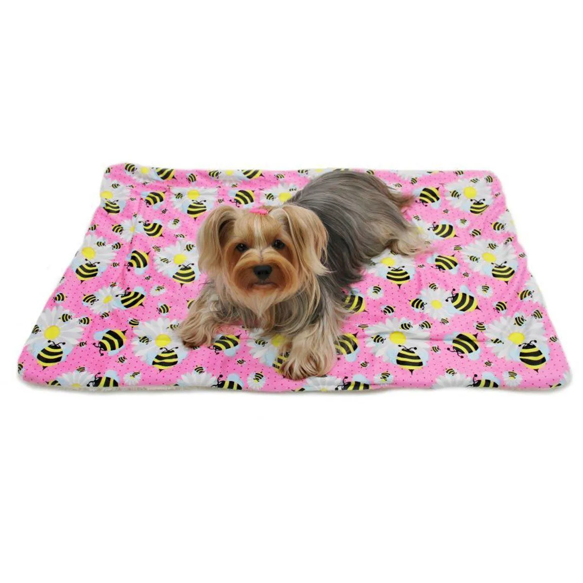 Ultra Soft Minky Bumblebees And Flowers Dog Blanket