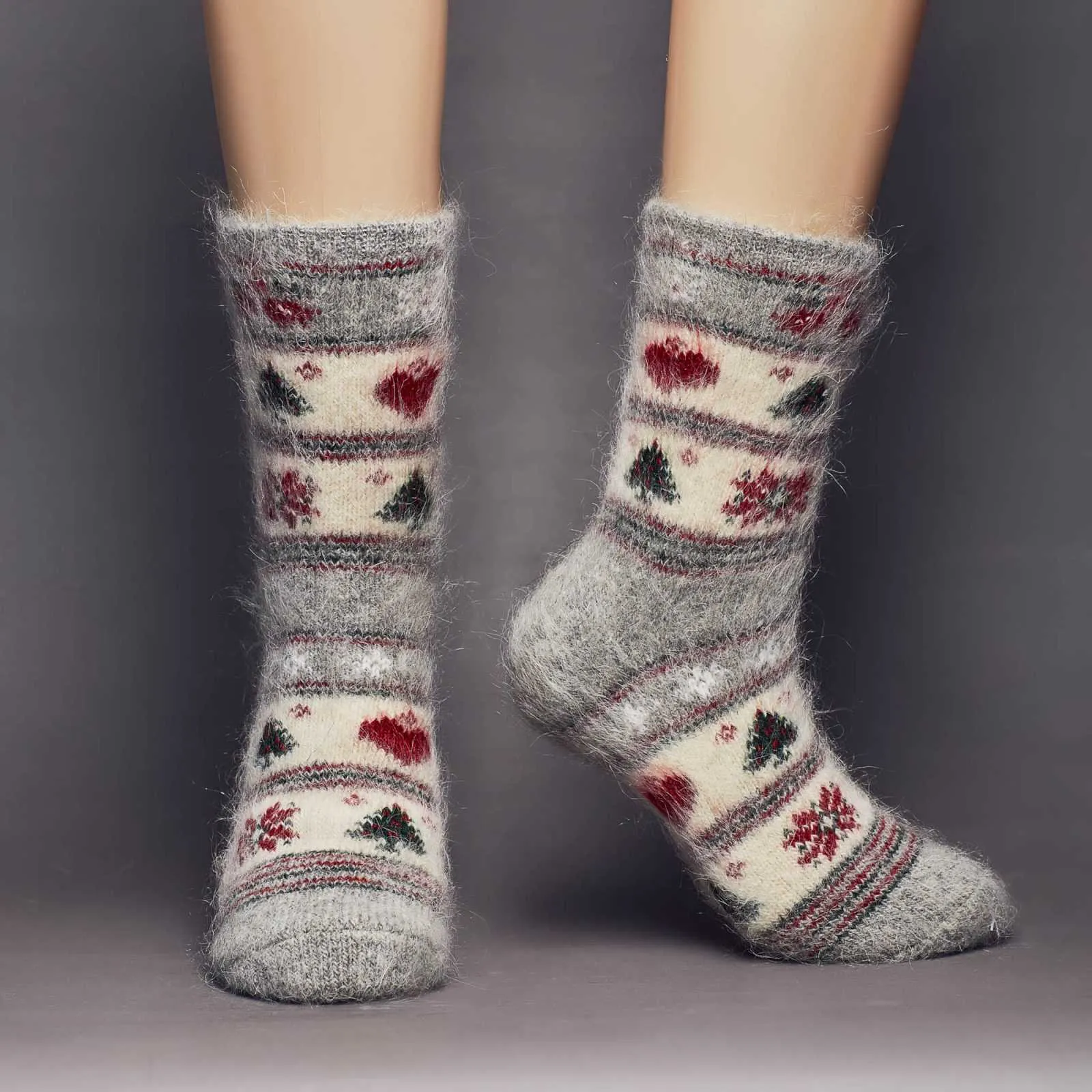 Unisex Season’s Cheer Thick Goat Wool Crew Socks