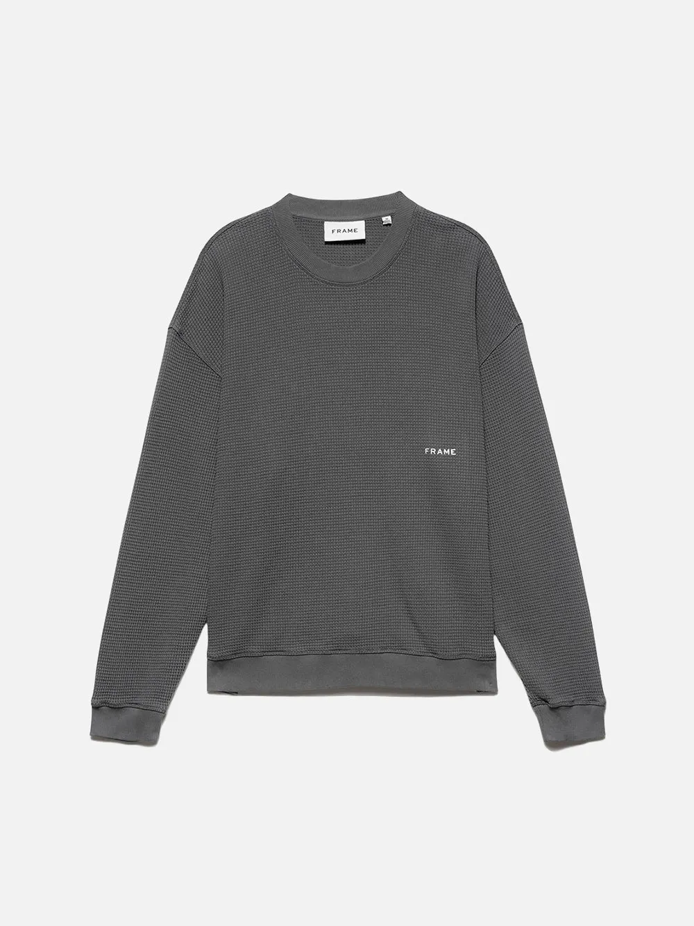 Waffle Textured Sweatshirt -- Charcoal Grey