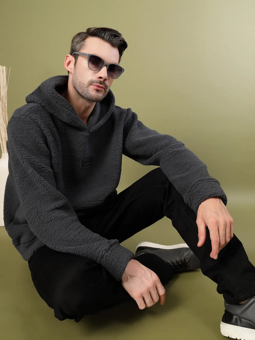 Warm Hooded Sherpa Sweatshirt